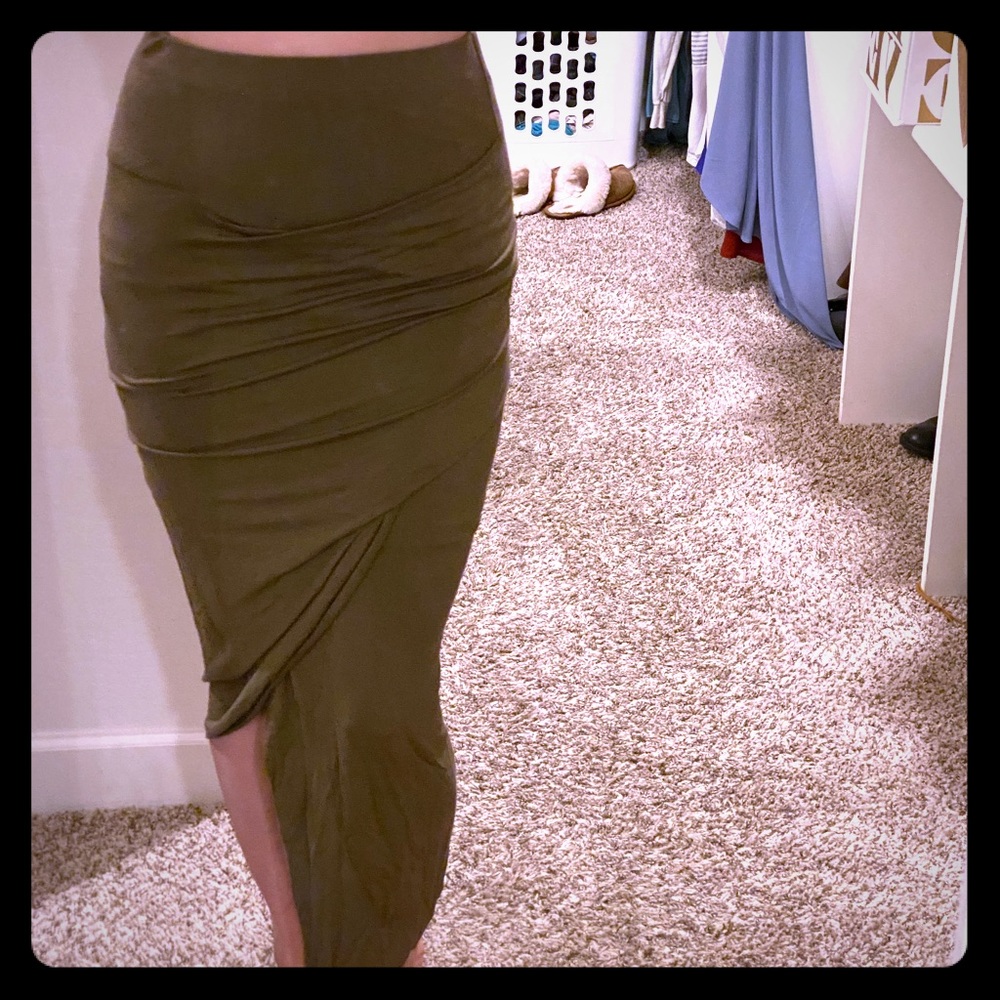 Angl army green asymmetrical skirt